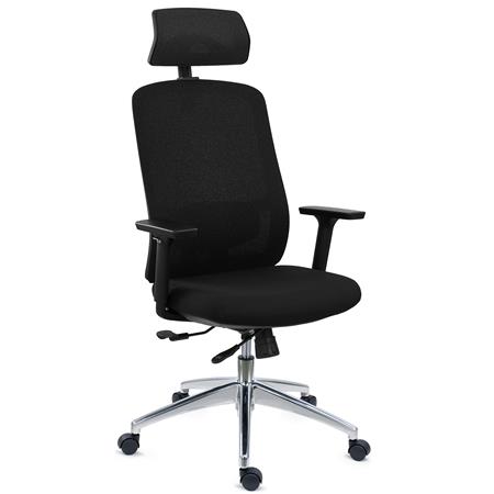 Krzesło Ergonomiczne ASTRA LUX, Zagłówek, Regulacja Głębokości, Mechanizm Synchro, Użytkowanie 8h, Czarne