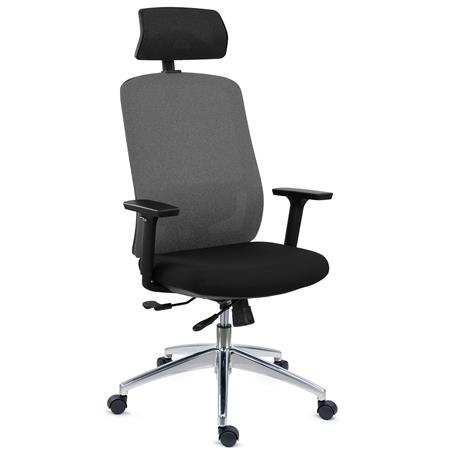 Krzesło Ergonomiczne ASTRA LUX, Zagłówek, Regulacja Głębokości, Mechanizm Synchro, Użytkowanie 8h, Szare
