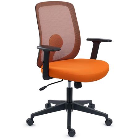 Krzesło Biurowe VESPA, Podparcie Lędźwiowe, Regulowane Podłokietniki, Tkanina i Siatka, Pomarańczowe