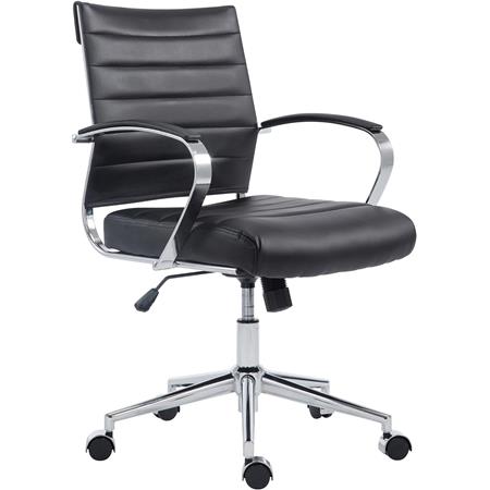 Krzesło Biurowe EVERY, Elegancki Design, Matelowy Stelaż, Skóra Sztuczna, Czarne