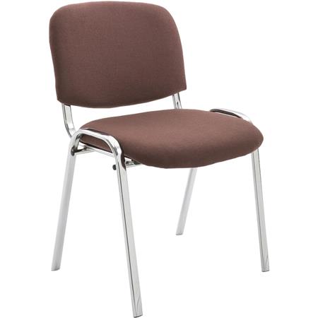 Krzesło Konferencyjne MOBY BASE, Wygodne i Praktyczne, Chromowane Nogi, Tkanina Kolor Brązowy