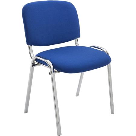 Krzesło Konferencyjne MOBY BASE, Wygodne i Praktyczne, Chromowane Nogi, Tkanina Kolor Niebieski