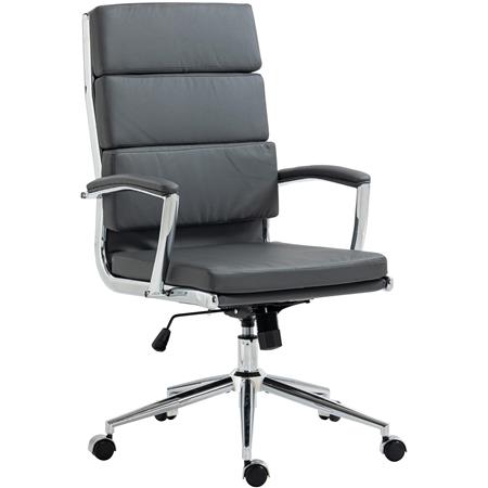 Fotel Biurowy TODRA, Metalowa Podstawa, Elegancki i Wygodny, Ekoskóra, kolor Szary
