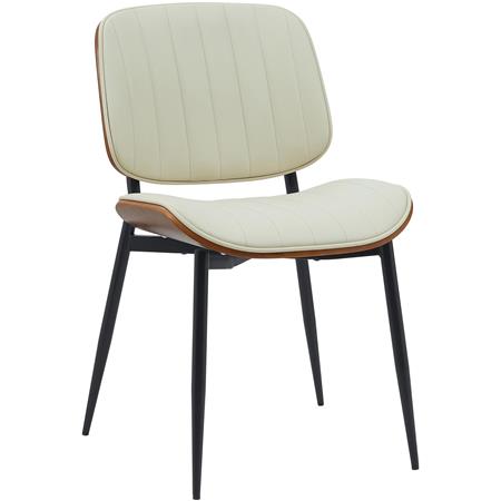 Krzesło Konferencyjne YUMI, Elegancki Design, Drewno kolor Orzech, Ekoskóra kolor Kremowy