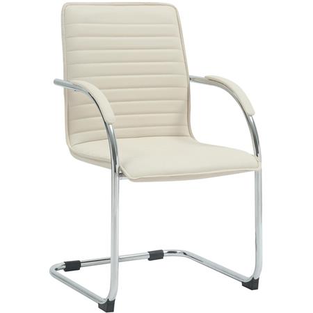 Krzesło Konferencyjne GREGORY, Metalowy Stelaż, Elegancki Design na Płozach, Ekoskóra kolor Kremowy