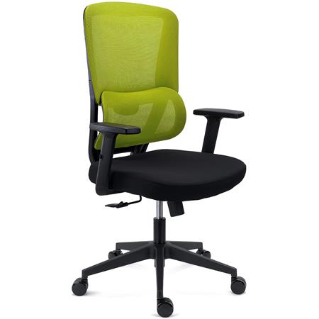 Fotel Biurowy Ergonomiczny SUPRA, Adaptacyjne Podparcie Lędźwiowe, 8 h Pracy, Tkanina i Siatka, Zielony