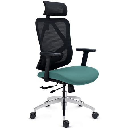 Krzesło Ergonomiczne LONDON, Regulowane Podparcie Lędźwiowe, Podłokietniki 3D, Do Pracy 8 godzin, Zielone