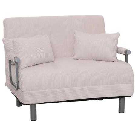 Sofa 2-osobowa LESLY, W Pełni Rozkładana, Obicie z Prążkowanej Tkaniny, Kolor Beżowy