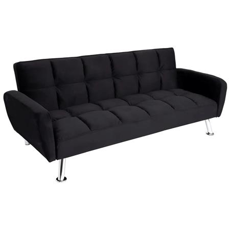 Sofa 2-osobowa ERMES, Rozkładana, Odchylane Oparcie, Obicie z Aksamitnej Tkaniny, Kolor Czarny