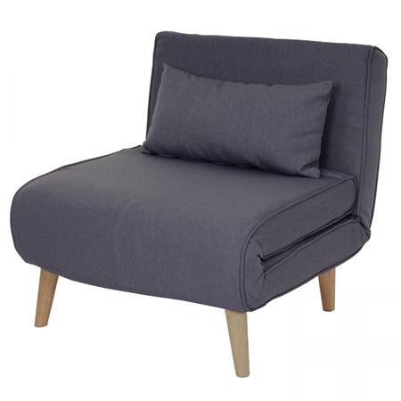 Sofa 1-osobowa PRETTY, W Pełni Rozkładana, Obfita Wyściółka, Obicie Tkanina, Kolor Ciemnoszary