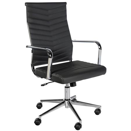 Krzesło Biurowe KOBE, Metalowa Podstawa, Eleganckie Pikowanie, Skóra Syntetyczna, Czarne