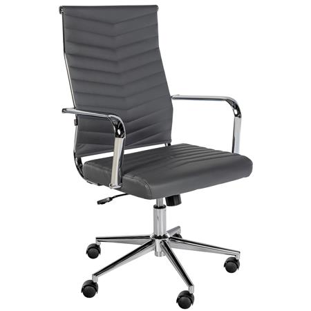 Krzesło Biurowe KOBE, Metalowa Podstawa, Eleganckie Pikowanie, Skóra Syntetyczna, Szare