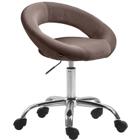Stołek Biurowy AMANDA, Praktyczny Nowoczesny Design, Elegancka Aksamitna Tapicerka, Brązowy