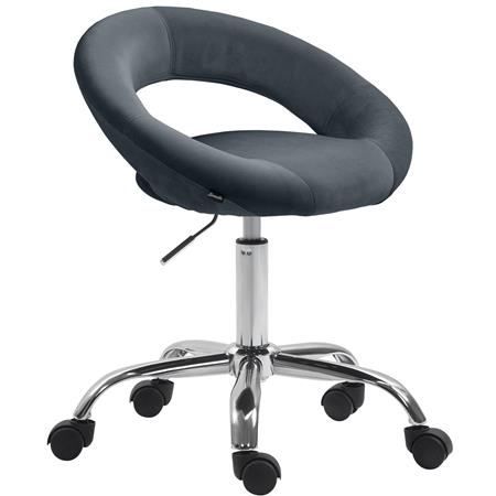 Stołek Biurowy AMANDA, Praktyczny Nowoczesny Design, Elegancka Aksamitna Tapicerka, Szary