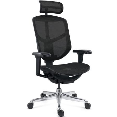 Fotel Biurowy Ergonomiczny ENJOY, W Pełni Regulowany, Ekskluzywny Design i Doskonała Jakość, Siatkowy Czarny