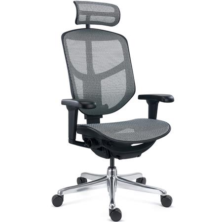 Fotel Biurowy Ergonomiczny ENJOY, W Pełni Regulowany, Ekskluzywny Design i Doskonała Jakość, Siatkowy Szary