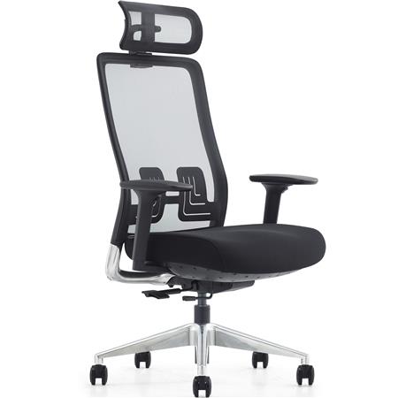 Krzesło Ergonomiczne EVORA, Mechanizm Synchroniczny, Wtryskiwana Pianka, Siatkowe Oparcie, Czarne