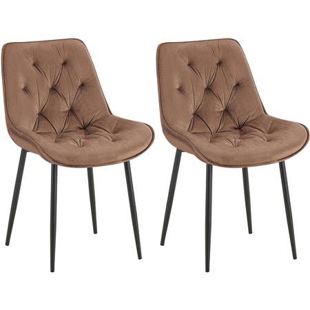 Zestaw 2 szt. Krzesło Konferencyjne GRACE, Czarny Metalowy Stelaż, Aksamit kolor Brązowy