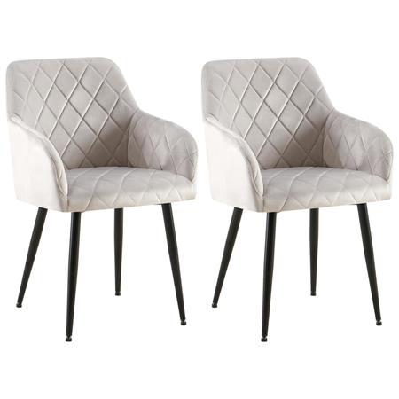 Zestaw 2 szt. Krzesło Konferencyjne GLOVER, Czarne Nogi, Aksamitna Tapicerka, kolor Jasnoszary