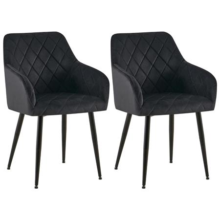 Zestaw 2 szt. Krzesło Konferencyjne GLOVER, Czarne Nogi, Aksamitna Tapicerka, kolor Czarny