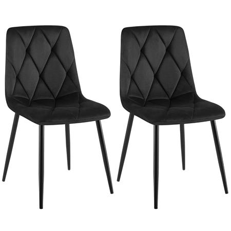 Zestaw 2 szt. Krzesło Wizytowe SYAN, Nowoczesny Design, Metalowy Stelaż, Aksamit kolor Czarny