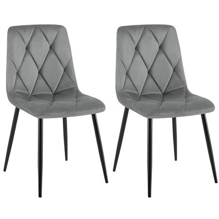Zestaw 2 szt. Krzesło Wizytowe SYAN, Nowoczesny Design, Metalowy Stelaż, Aksamit kolor Szary