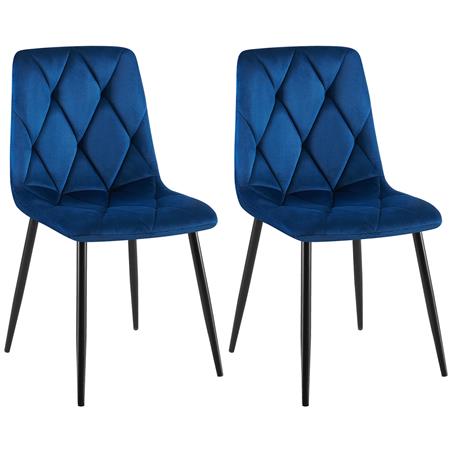 Zestaw 2 szt. Krzesło Wizytowe SYAN, Nowoczesny Design, Metalowy Stelaż, Aksamit kolor Niebieski
