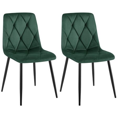 Zestaw 2 szt. Krzesło Wizytowe SYAN, Nowoczesny Design, Metalowy Stelaż, Aksamit kolor Zielony