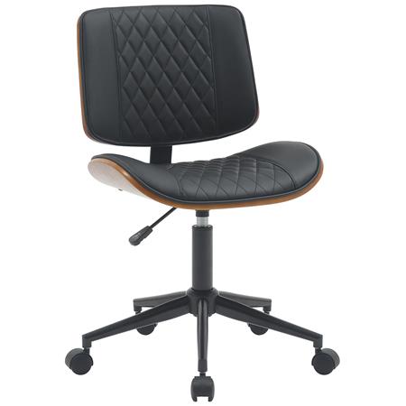 Krzesło Biurowe MARYEN, Elegancki Design, Pikowana Tapicerka, Skóra Syntetyczna, kolor Orzech i Czarny