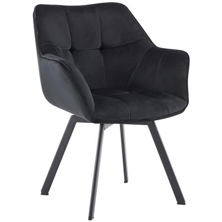 Krzesło Wizytowe SUTTON, Wygodne Obrotowe Siedzisko, Nowoczesny Design, Metalowe Nogi, Aksamit kolor Czarny