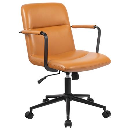 Krzesło Biurowe COBY, Elegancki Design, Bardzo Wygodne, Tapicerka ze Skóry Naturalnej, kolor Jasny Brąz