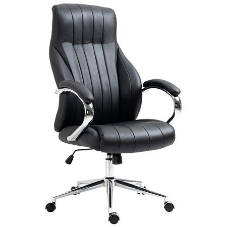 Fotel Biurowy DALIA, Elegancki Design, Wyściełany i Tapicerowany Skórą Naturalną, Kolor Czarny