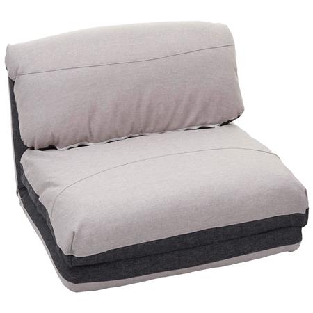 Fotel Rozkładany NANTES, Rozkładany do Spania, Łatwe Rozkładanie, Tkanina Kolor Ciemnoszary i Jasnoszary