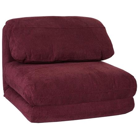 Fotel Rozkładany NANTES, Rozkładany do Spania, Łatwe Rozkładanie, Tkanina Kolor Bordowy