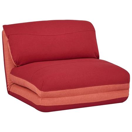 Fotel Rozkładany NANTES, Rozkładany do Spania, Łatwe Rozkładanie, Tkanina Kolor Czerwony