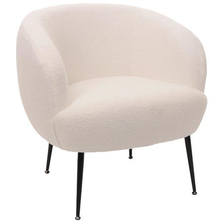 Fotel do Poczekalni HARMONY, Elegancie Wzornictwo, Miękko Wyściełany, Tkanina Boucle, Kolor Biały