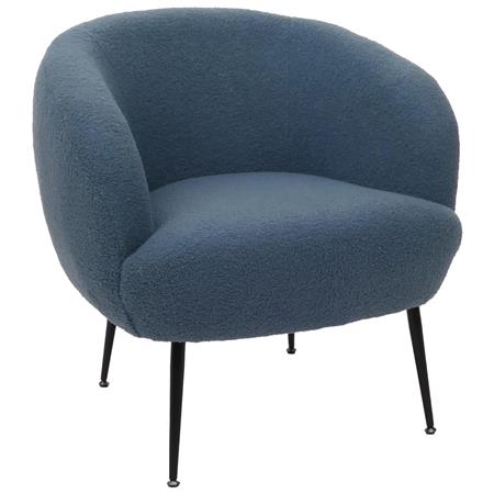 Fotel do Poczekalni HARMONY, Elegancie Wzornictwo, Miękko Wyściełany, Tkanina Boucle, Kolor Niebieski