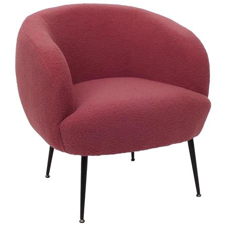 Fotel do Poczekalni HARMONY, Elegancie Wzornictwo, Miękko Wyściełany, Tkanina Boucle, Kolor Różowy