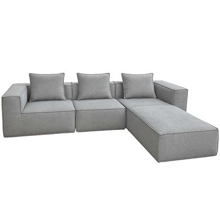 Sofa Modułowa NANUK, 3-os. Wygodna i Wszechstronna, Puduszki w Zestawie, Tkanina Kolor Szary