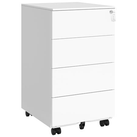 Metalowy Kontenerek na Kółkach ABBY, Wymiary 39x45x69 cm, 4 Szuflady, kolor Biały