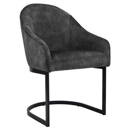 Krzesło Konferencyjne TIKA, Metalowe Płozy, Miękko wyściełane, Aksamit kolor Ciemny Szary