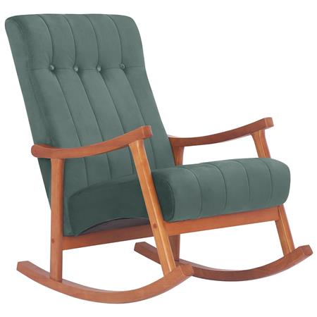 Fotel Bujany SELMA, Wygodny i Wszestronny, Stelaż z Ciemnego Drewna, Tkanina kolor Zielony