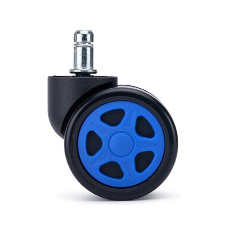 Zestaw 5 szt. Kółka Gamingowe SPEED do Parkietów 11 mm / 50 mm, Kontrastowe Kolory, Czarno-Niebieski