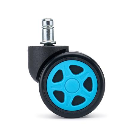 Zestaw 5 szt. Kółka Gamingowe SPEED do Parkietów 11 mm / 50 mm, Kontrastowe Kolory, Czarno-Turkusowe