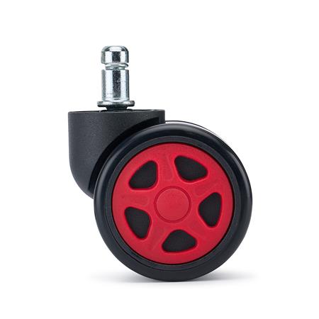 Zestaw 5 szt. Kółka Gamingowe SPEED do Parkietów 11 mm / 50 mm, Kontrastowe Kolory, Czarno-Czerwone