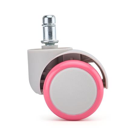 5 szt. Zestaw Kółek ARC do Podłóg Twardych 11 mm / 50 mm, do Krzeseł i Foteli Biurowych, Szaro-Różowe