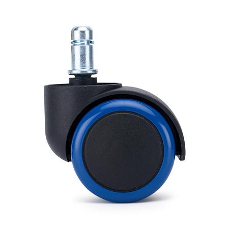 5 szt. Zestaw Kółek Miękkich VELO do Foteli i Krzeseł Biurowych 11 mm / 50 mm, Nie Rysują Parkietów, Niebieskie