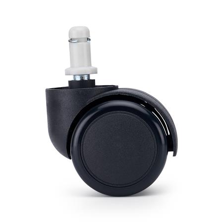 5 szt. Zestaw Kółek Miękkich VELO do Foteli i Krzeseł Biurowych 11 mm / 50 mm, Nylonowy Trzpień, Czarne