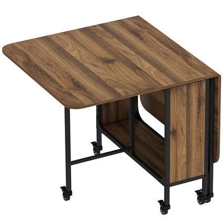 Składany stół do Spotkań SKOPJE, Wymiary 130x80x74 cm, Kółka i Schowek, Laminat kolor Ciemny Brąz
