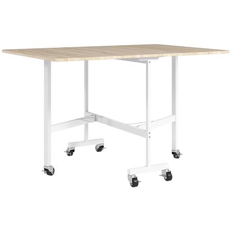 Składany stół do Spotkań NICOSIA, na 4-6 Osób, Wymiary 120x80x73 cm, Kółka, Laminat kolor Biały i Dąb